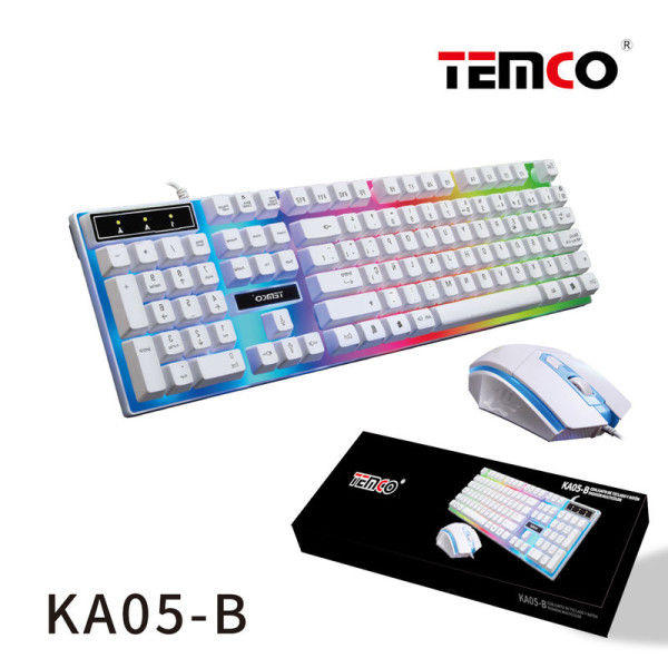 Kit Teclado y Raton con luces Multicolor en Blanco