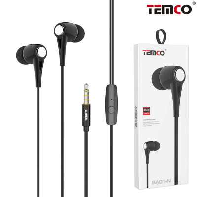 Auriculares Jack 3.5mm Intrauditivos con Microfono en Negro