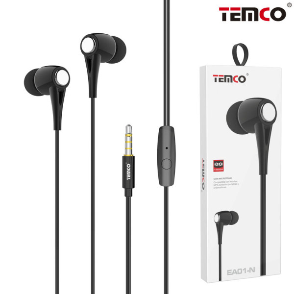 Auriculares Jack 3.5mm Intrauditivos con Microfono en Negro
