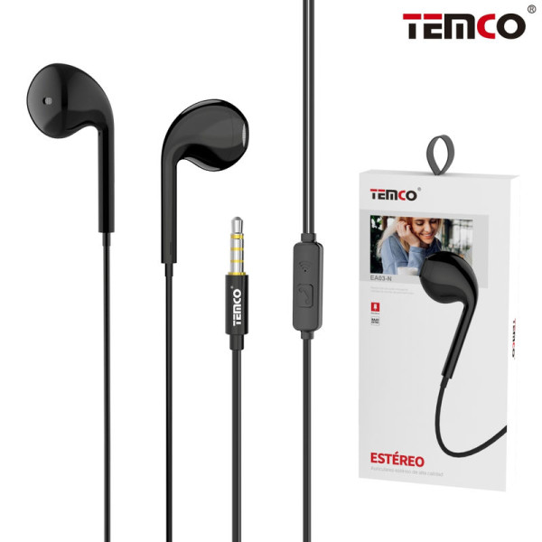 Auriculares Jack 3.5mm con Microfono en Negro