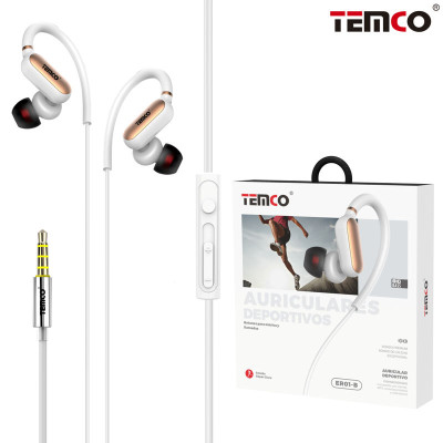 Auriculares Jack 3.5mm Intrauditivos Deportivos con Microfono en Blanco