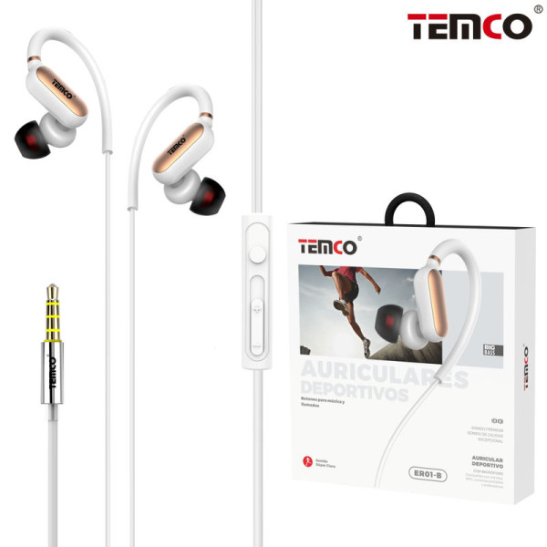 Auriculares Jack 3.5mm Intrauditivos Deportivos con Microfono en Blanco