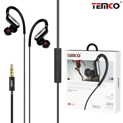 Auriculares Jack 3.5mm Intrauditivos Deportivos con Microfono en Negro