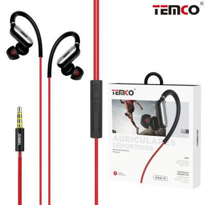 Auriculares Jack 3.5mm Intrauditivos Deportivos con Microfono en Rojo