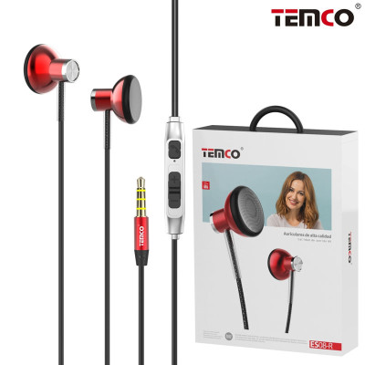 Auriculares Jack 3.5mm Intrauditivos Metal con Microfono en Rojo Stilo 3