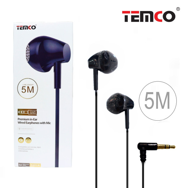 Auriculares Jack 3.5mm en Negro en 5M