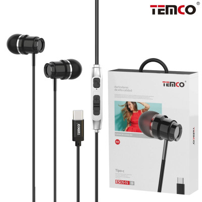 Auriculares Type-C Intrauditivos Metal Con Microfono en Negro