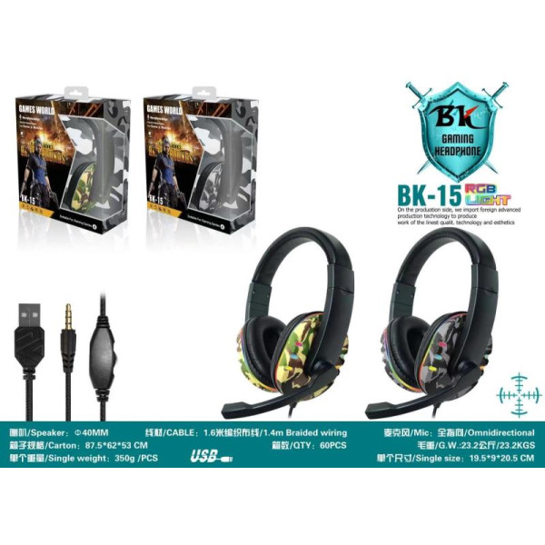 Casco de Juego con Cable Militar