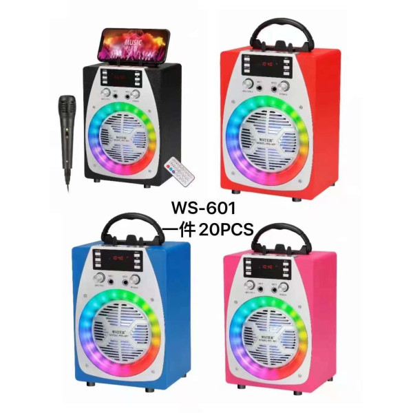 Altavoz Portatil con Luz Led Integrados (WS-601), Reproductor MP3 Integrado y micrófono Incluido