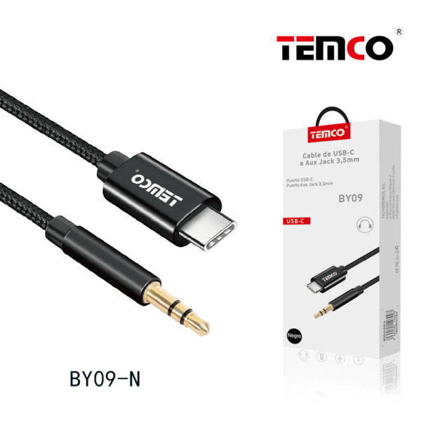 Cable USB-C a Aux Jack 3.5mm Negro