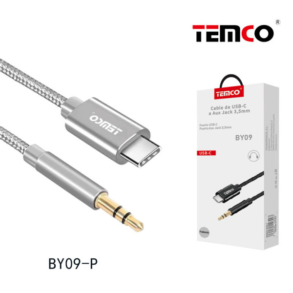 Cable USB-C a Aux Jack 3.5mm Plateado