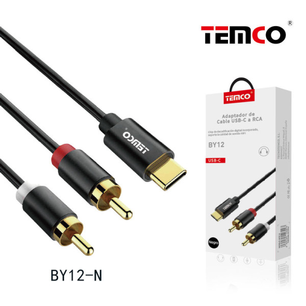 Adaptador Cable USB-C RCA, Chip de Decodificacion Incorporado, soporta la Calidad de Sonido Hi-Fi