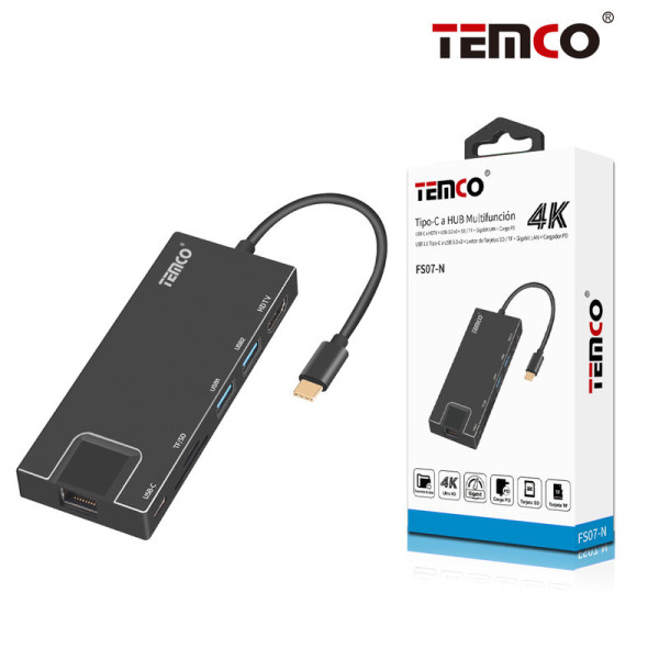 USB-C a HDTV +2*USB 3.0 + SD/ TF+ Gigabyte LAN+PD