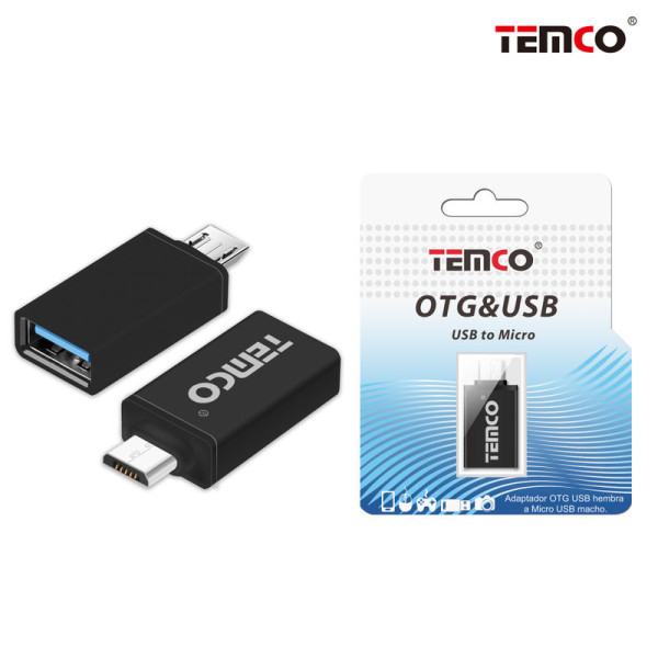 Adaptador OTG Hembra a Micro USB Macho Negro