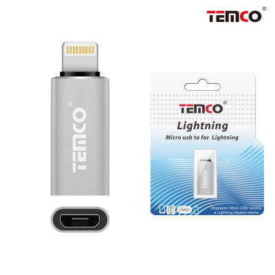 Adaptador Micro USB Hembra a Lightning Macho Plata