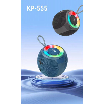 Altavoz KP-555 en Forma Redonda con Sonido estéreo, Portátil con graves ricos, y Luces Coloridas.