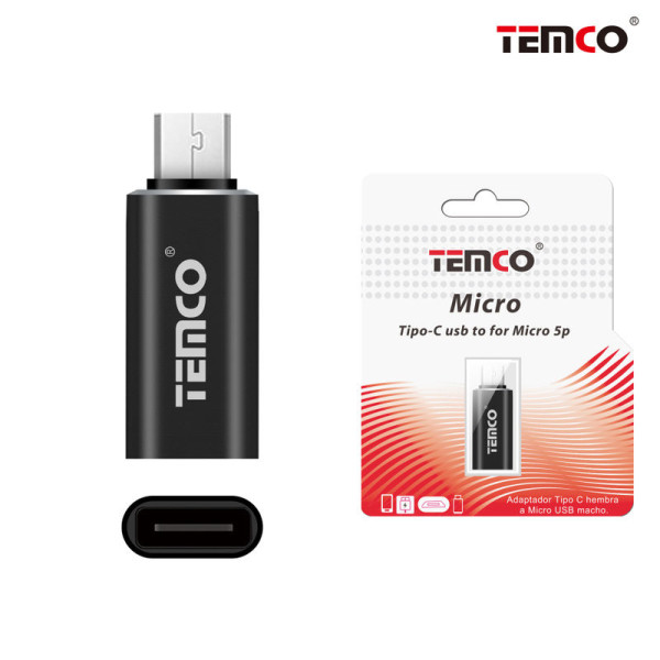 Adaptador Tipo C Hembra a Micro USB Macho Negro