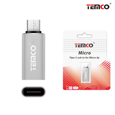 Adaptdaor Tipo C a Micro USB Macho Plateado