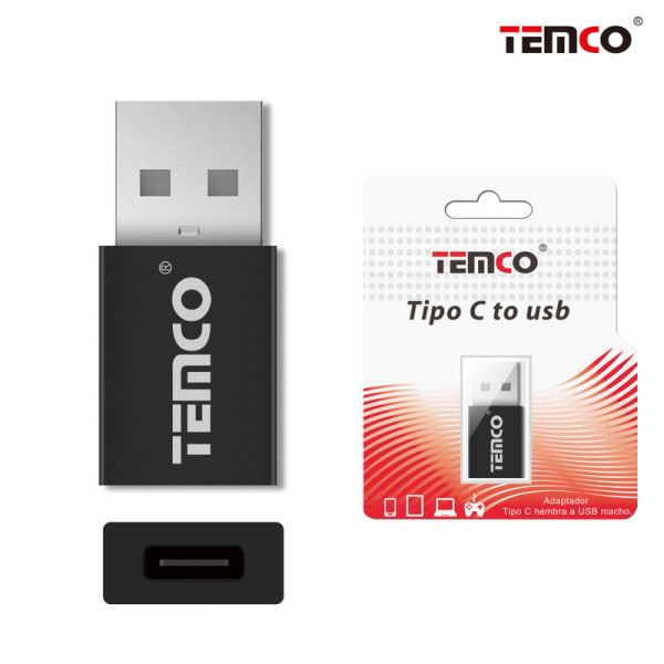 Adaptador Tipo C Hembra a USB Macho Negro