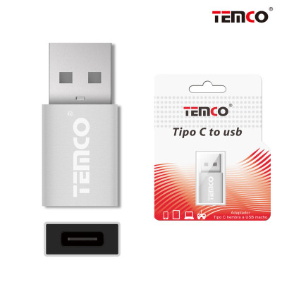 Adaptador Tipo C Hembra a USB Macho Plateado