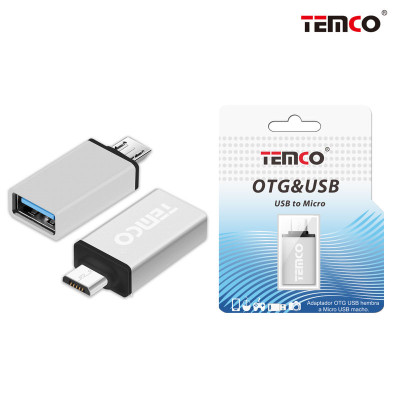 Adaptador OTG Hembra a Micro USB Macho Plateado