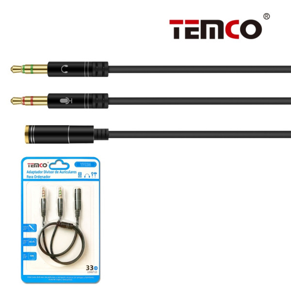 Adaptador Divisor de Auriculares para PC