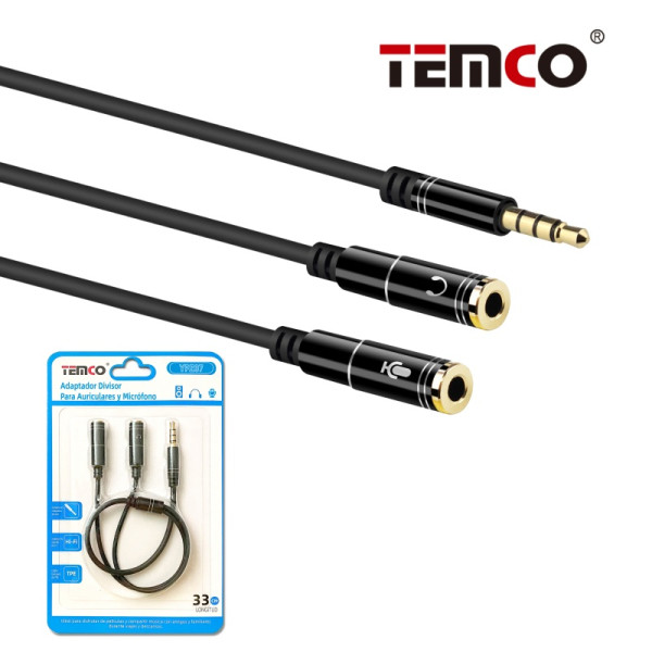 Adaptador Divisor para Auriculares y Microfono.