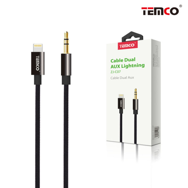 Cable Dual Aux Lightning Negro