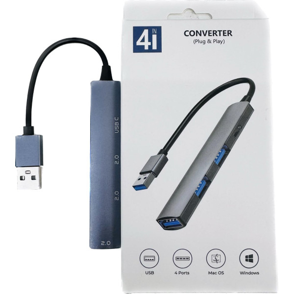 Multi USB 2.0 3 Puertos+USB-C