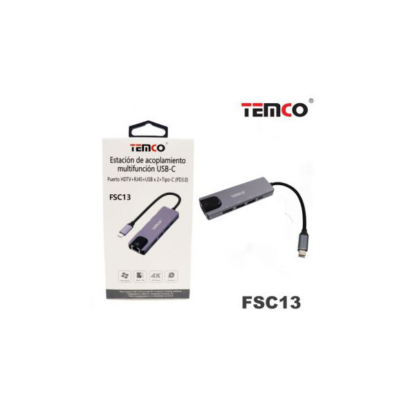 Adaptador Smart HUB 5 en 1 Puerto HDTV+R145+USB x 2+ Tipo C (PD3.0)