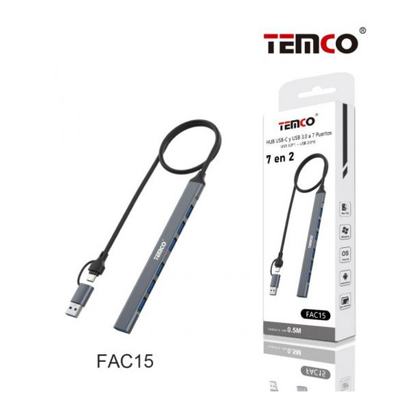 Adaptador Hub USB C y USB 3.0 *7 Puertos