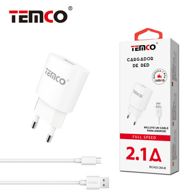 Pack Cargador 2.1A + Micro USB 2A 1m Blanco