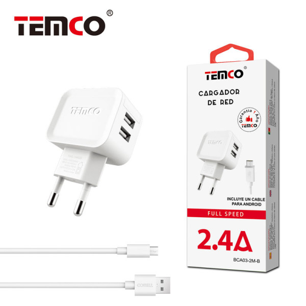 Pack Cargador 2.4A + Micro USB 2A 1m Blanco