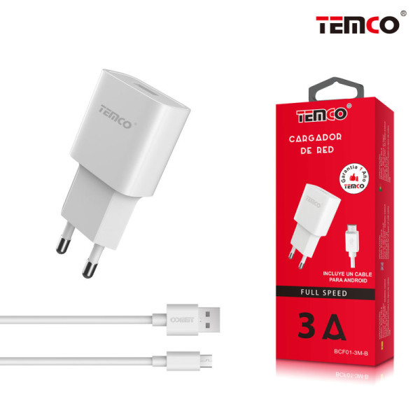 Pack Cargador 3.0A + Micro USB 3A Blanco