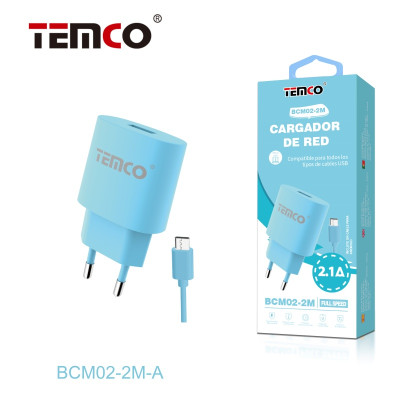 Pack Cargador 2.1A + Micro USB 2A 1m Azul