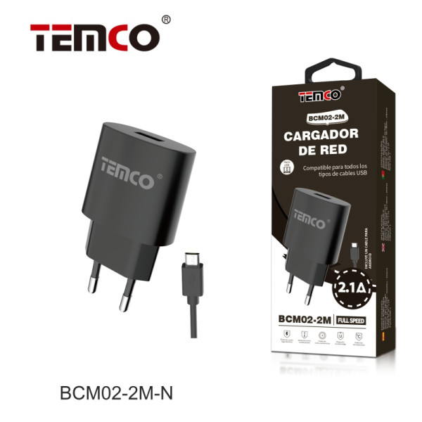 Pack Cargador 2.1A + Micro USB 2A 1m Negro