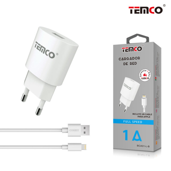 Pack Cargador 1.0A + Lightning 1A 1m Blanco