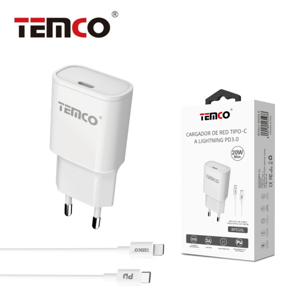 Cargador de Red Tipo C a Lightning 18W PD3.0