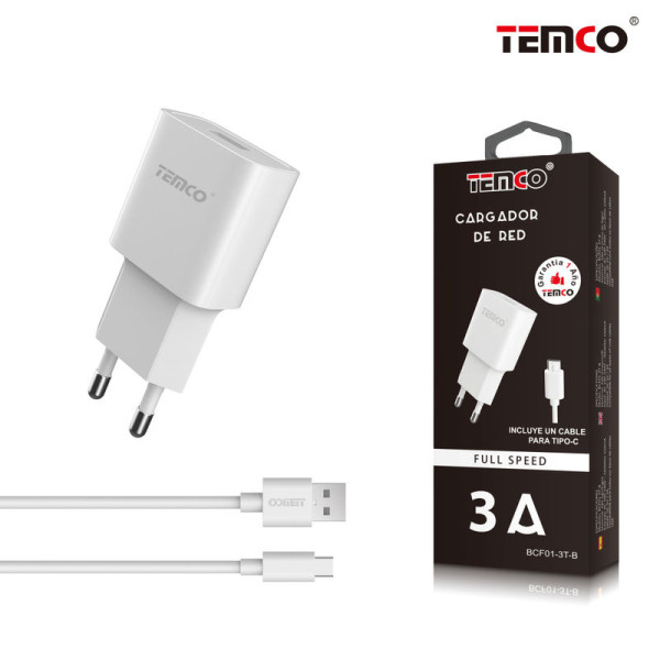 Pack Cargador 3A + Tipo C 3A 1m Blanco