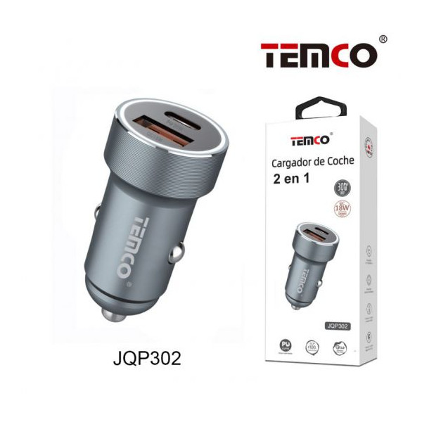 Cargador de Coche PD18W + 30W A+C Gris