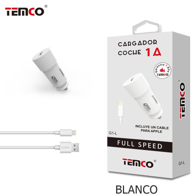 Pack Cargador Coche 1A + Lightning 1A 1m Blanco