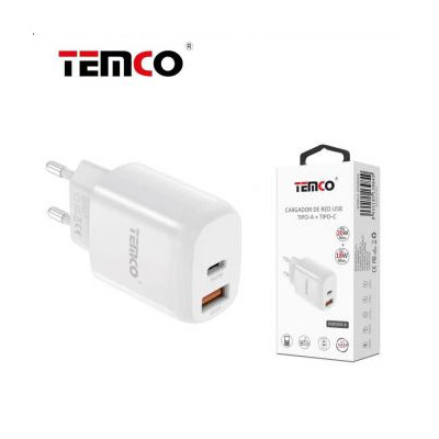 Cargador de Red USB Tipo A+Tipo C Blanco