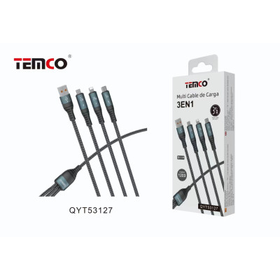 Multi Cable USB de Carga 3 en 1 de Nailon 3A