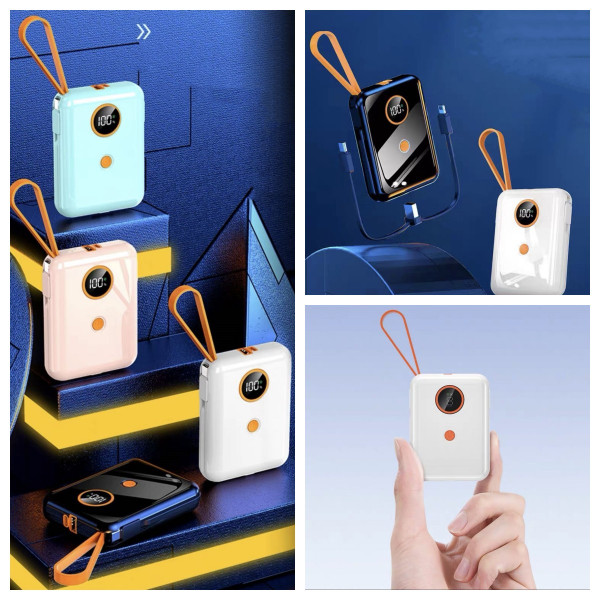 Bateria Externa con Cable Carga Rapida PD20W 1000 mAh