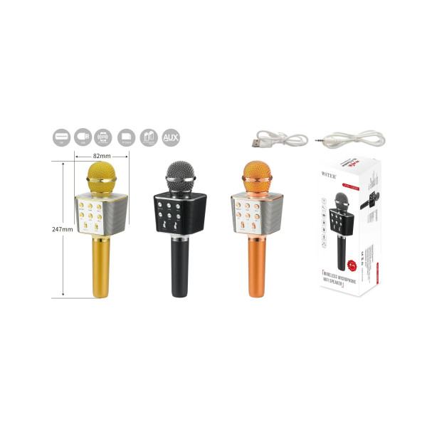 Microfono con Entrada USB/TF Card/Aux y Radio FM (247*28mm)
