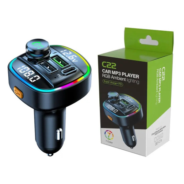 MP3 Inalambrico de Coche con Luz de 7 Colores