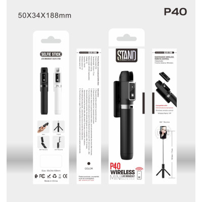 Palo de Selfie Inalambrico con Mando de 10 mts de Distancia Rotacion 360º (18.5-71cm)