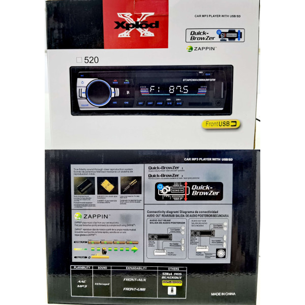 Radio de Coche MP3 Player con USB/SD y Altavoz Posterior con Amplificador
