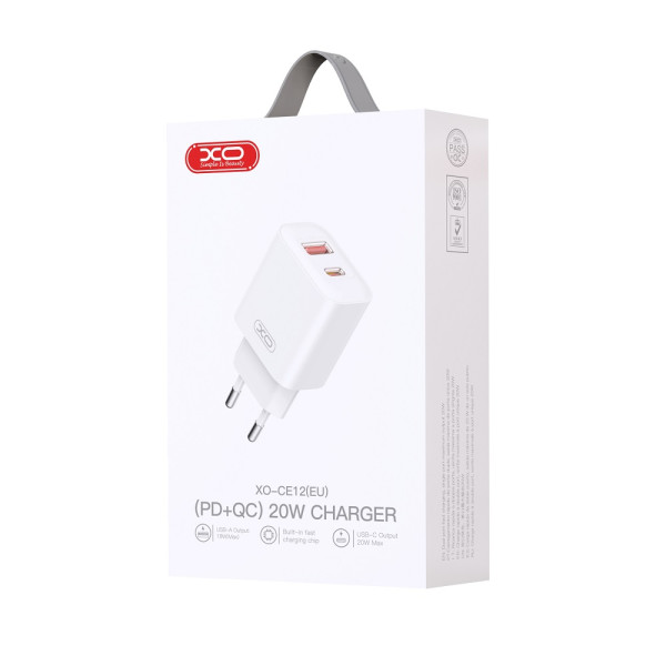 CE12 (EU) Cargador de Carga Rapida USB-C 20W/USB-A de 18W Estandar Europeo