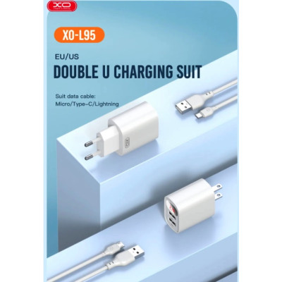 L95 (EU) Cargador Dual USB 2.4A con Pantalla Digital y Cable Micro